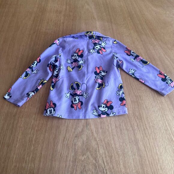 Disney Junior Minnie Mouse Girls Pajama Top Purple Fleece Button 3T - Picture 2 of 5
